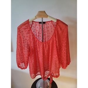 heartsoul sheer orange top womens size Medium